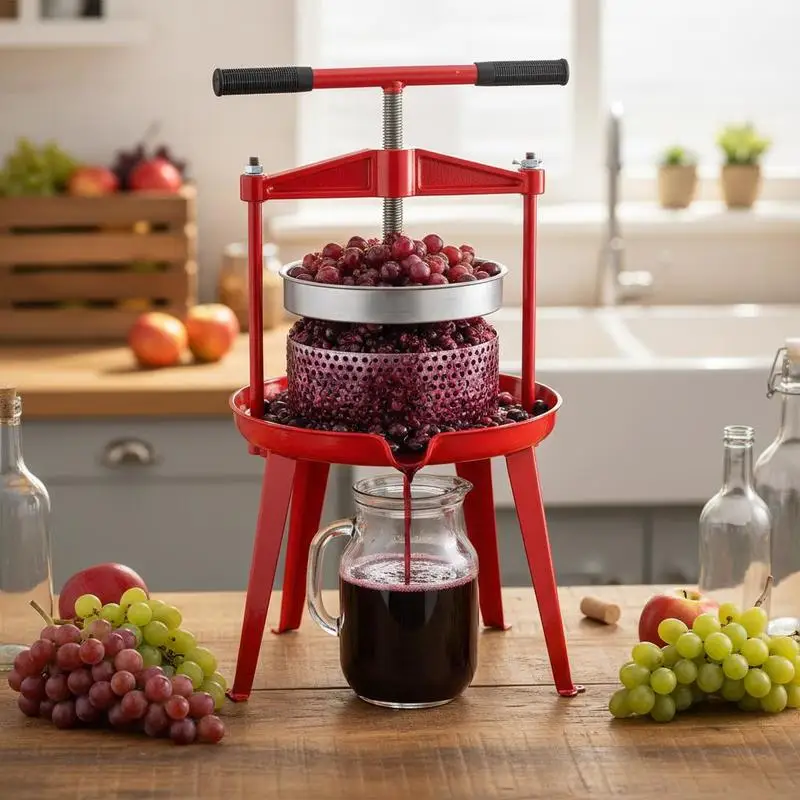

Juice Extractor 9L Capacity For Home Kitchen, Winery, Orchard, T-Handle Manual Operation Cross-beam Triangular Base Multi-purpose Fruit Pressing Tool