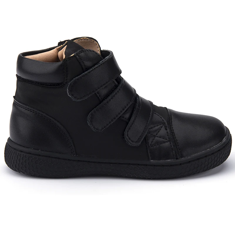 PEKNY BOSA-Bottes de neige en cuir véritable pour enfants, chaussures chaudes pour garçons et filles, pieds nus, fond souple, orteils larges, hiver