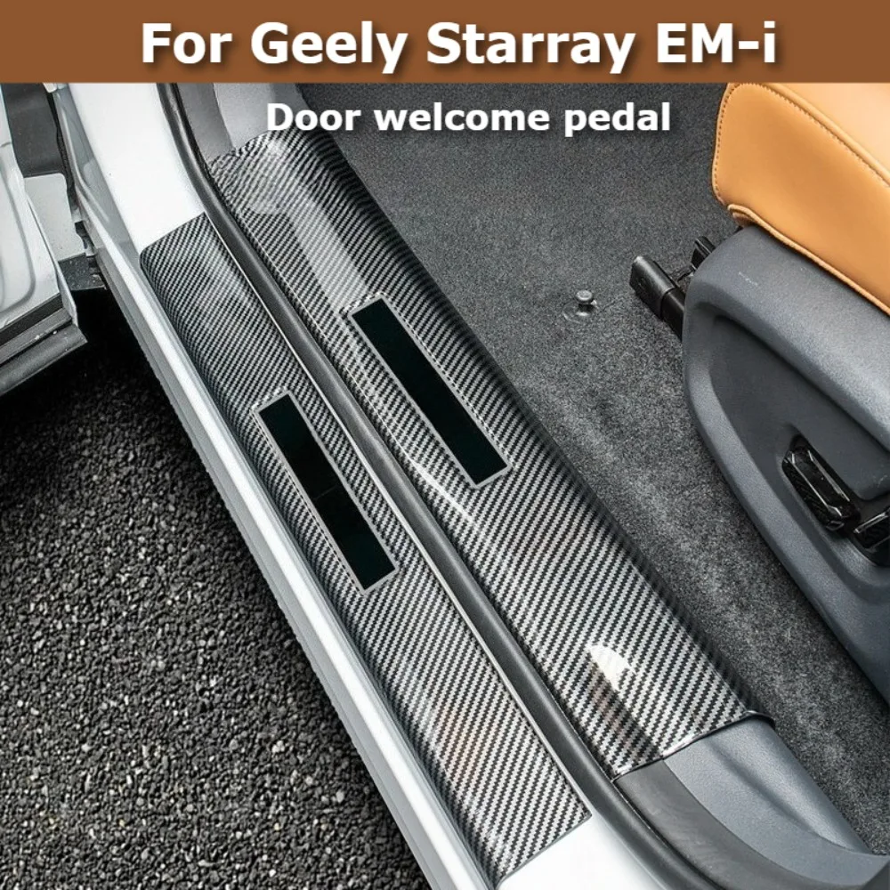 

For Geely Starray EM-i Galaxy Starship 7 2025 2026 Carbon Fiber Texture Door Sill Plate Scuff Protector Anti Scratch Sticker