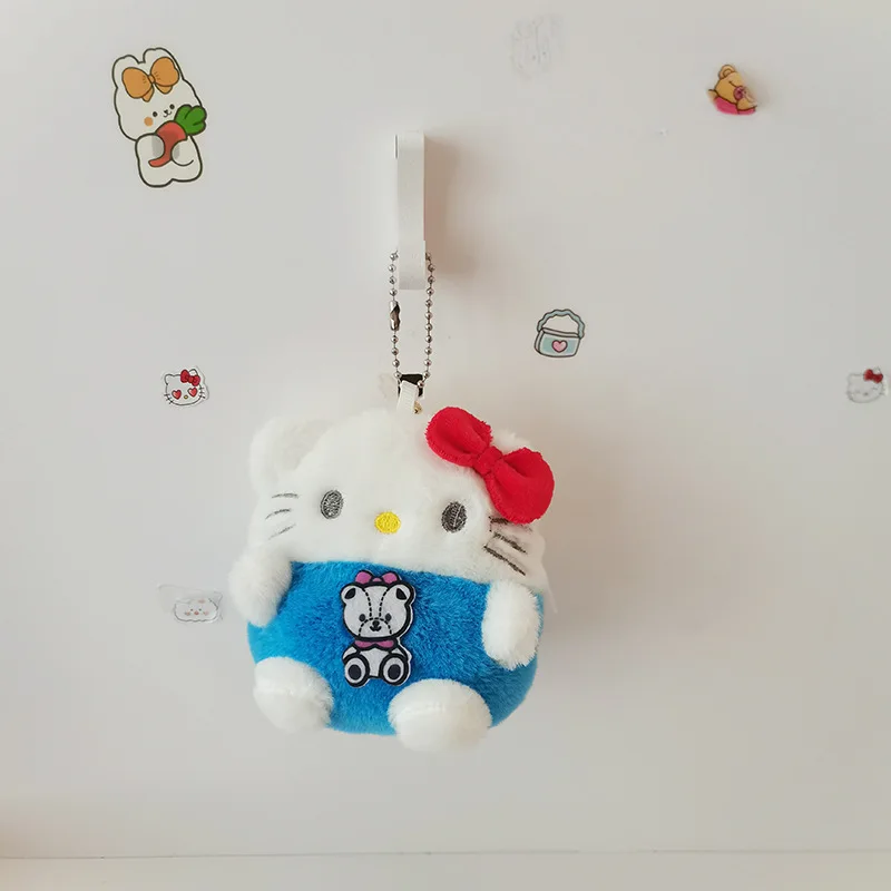 10pcs/lot Kawaii Sanrio Hello Kitty Anime Plush Doll Keychain Cartoon Cinnamoroll Pendant Coin Purse Storage Bag  Toys