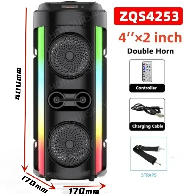 

Karaoke Sound Box Caixa De Som RGB Color Party DJ Sound Box Outdoor Portable Dual Horn Stereo Subwoofer FM/USB/TF