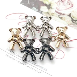 2023 2PCS Metal Dual Purpose Tighten Waist Button Cute Bear Adjustable Buckle Pins Brooches Women Pant Jeans Detachable Clip