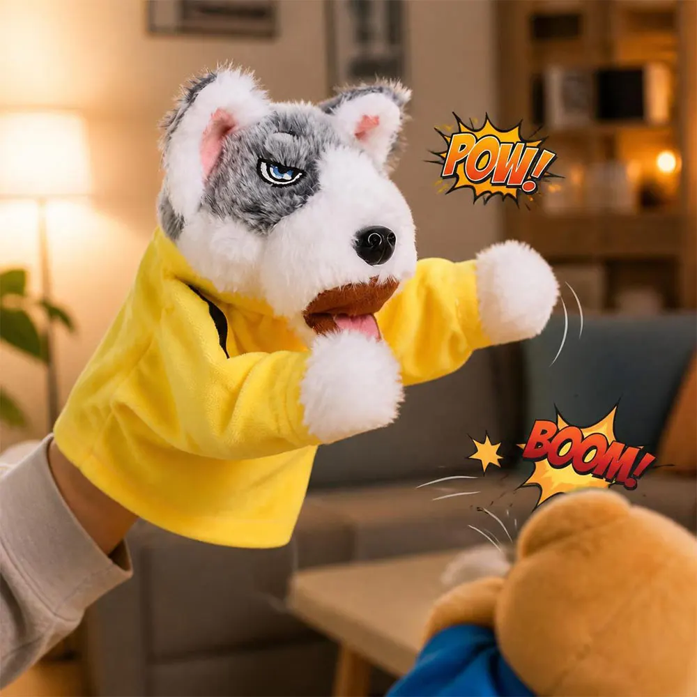 Funny with Sound Boxing Dog Gifts Husky Vocal Hand Puppet Battle Tricky