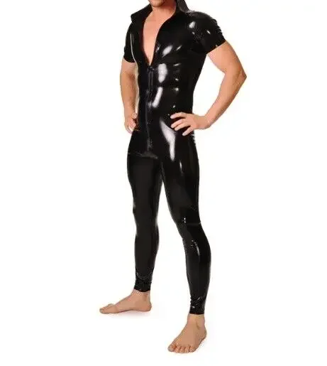 Latex Rubber Gummi Schwarz Cosplay Sport Catsuit Bodysuit Zentai 0.4Mm S-XXL