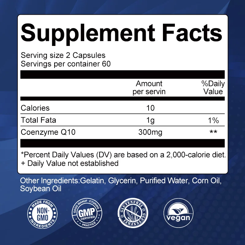 CoQ10 pur-supplément de coenzyme Q10 à haute absorption, vitamine enzymatique COQ-10 anticontinuité supplémentaire