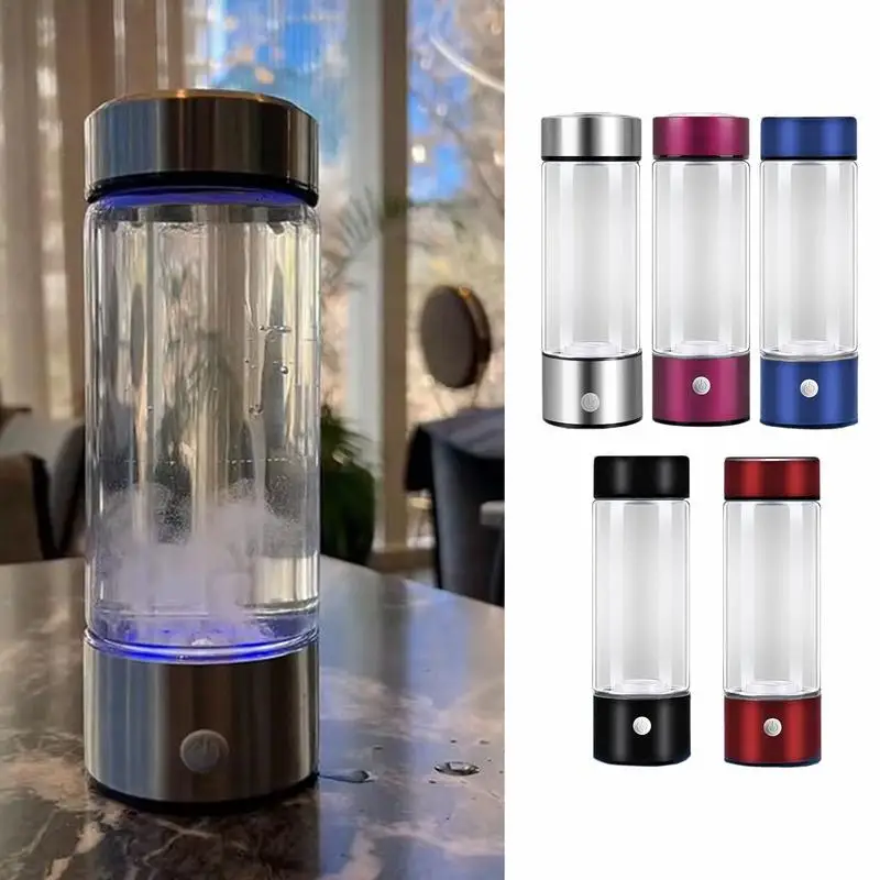 car Portable Water Bottle USB Rechargeable Hydrogen Water Cup 420ml Food-Grade Water Cup Removable Drinking Bottle for Outdoor