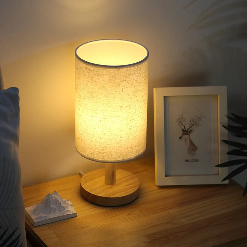 LED Table Lamps Simple Chinese Style Decoration Lamp Dimmable USB Plug Night Light Fabric Lampshade Bedroom Bedside Lighting