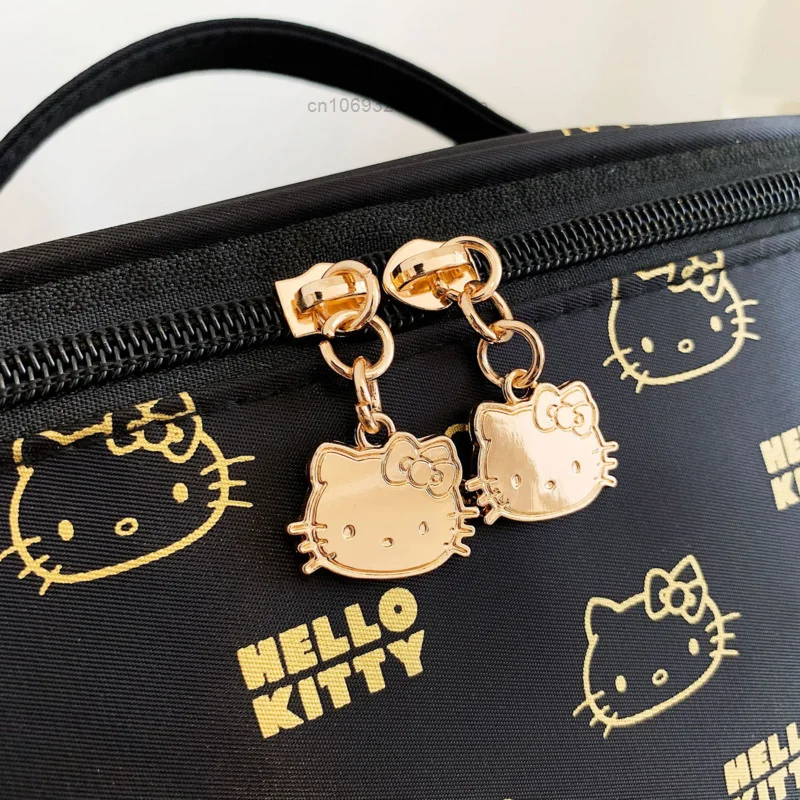 Sanrio Hello Kitty Large Capacity Makeup Bag for Women New Zipper Portable Square Cosmetic Storage Box Luggage Bags