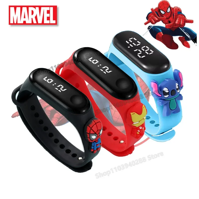 

Disney SpiderMan Kids Watch Cartoon Stitch Fashion Watch Electronic Digital LED Display Watch Waterproof for Kids Holiday Gift