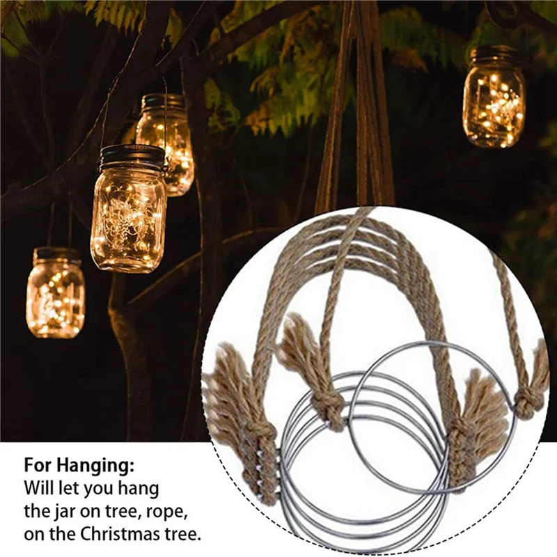Hangers For Mason Jar,Linen Rope Handles For 70Mm Wide Mouth Mason Jars Glass Jars,Mason Jar Hanging Ropes,30Pcs,No Jars