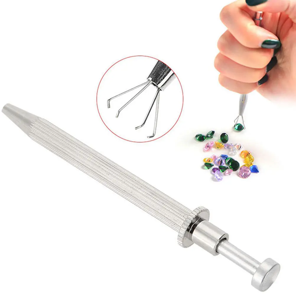 1Pcs Gem Grabber Claw Medium Size Long Handle Jewelry Grabber Tool Easy Pick Rhinestone Diamond Tweezer Clip Holder