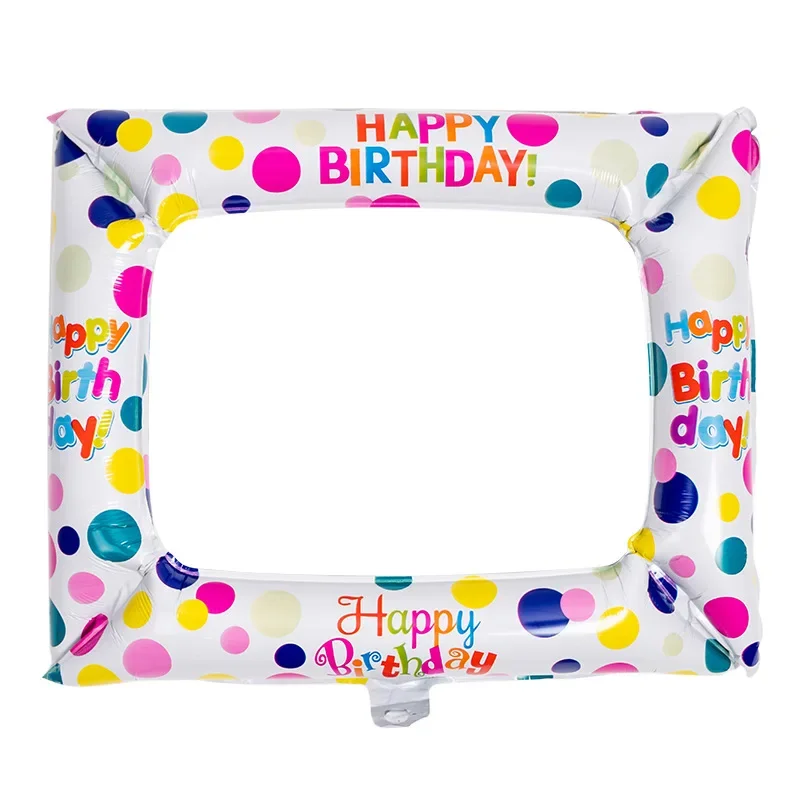 50x 59CM Photo Booth Foil Balloons Happy Birthday Photo Frame Globos Birthday Party Decor Supplies Baby Shower Kid Toys Gift