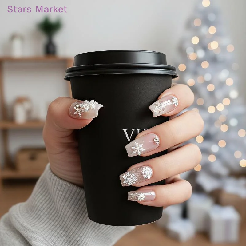 New 3D Christmas Snowflakes Design Silicone Nail Art Carving Mold DIY Nail Decoration Making Tools
