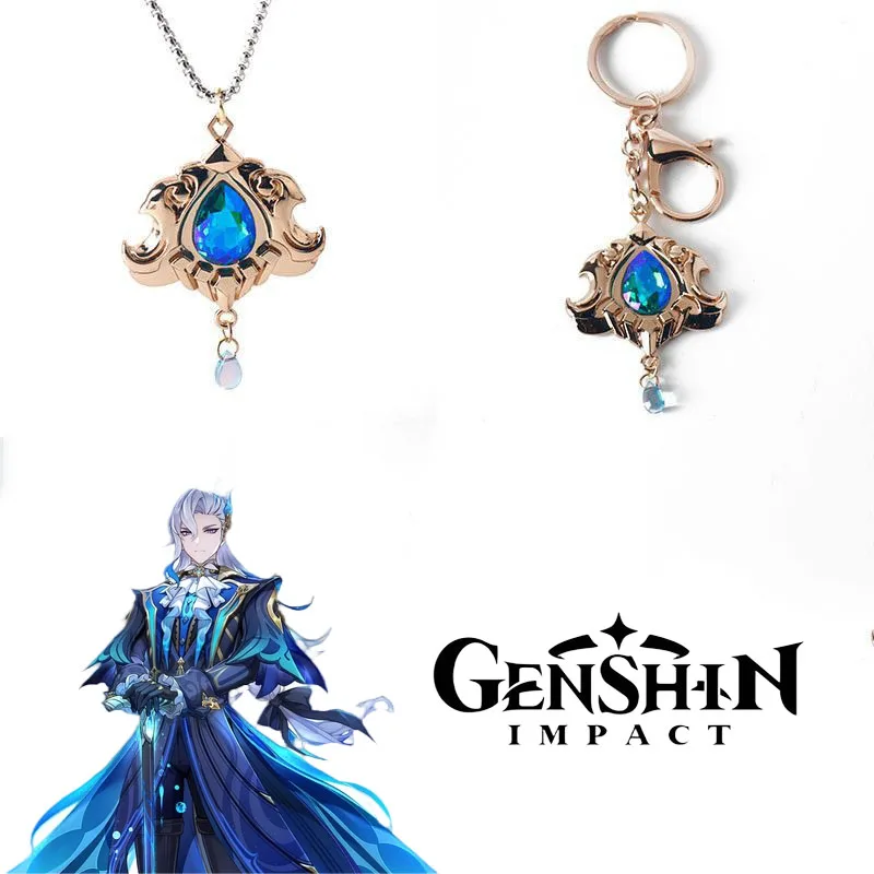 Anime Game Genshin Impact Fontaine Furina Neuvillette Cosplay Necklace Unisex Pendant Choker Jewelry Party Accessories Gifts