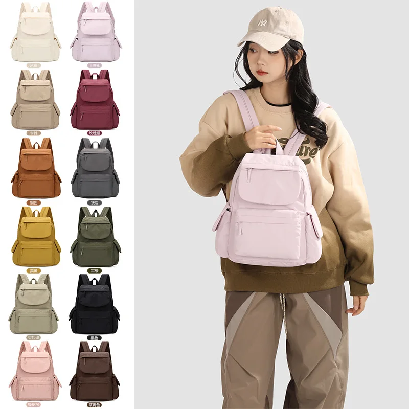 Unisex Solid Color Lightweight Large Capacity Casual Backpack Fits 12 Inch Laptop Multiple Color Options For School Travel Daily