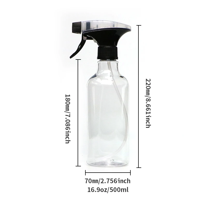 Plastic Empty Spray Bottle 16.9oz/500ml 2 Pack Heavy Duty Spraying Bottles Mist/Stream Water Bottle for Cleaning Solutions,