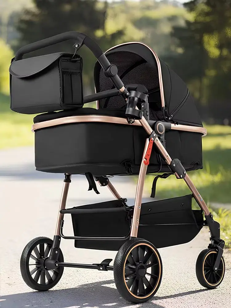 Baby-Kinderwagen 3-in-1 Reisesystem für Neugeborene, Kinderwagen, Babykarre, Poussette Bebe 3 En 1, leicht, faltbar, umkehrbarer Sitz mit Babywanne, Babyschale, Stoßdämpfung, EVA-Räder,