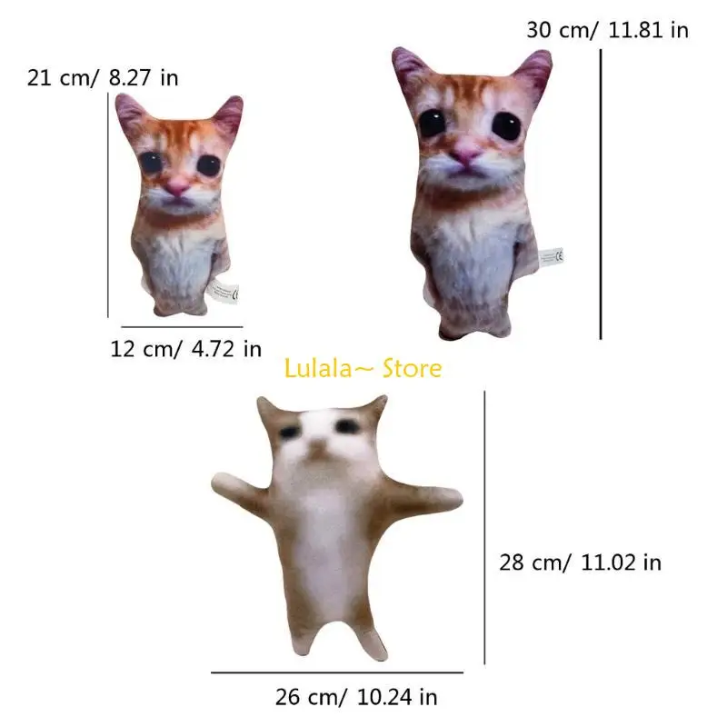 Y4QA وسادة قطط لطيفة من القطيفة، صغيرة واقفة وناعمة، هدية تزيين المنزل