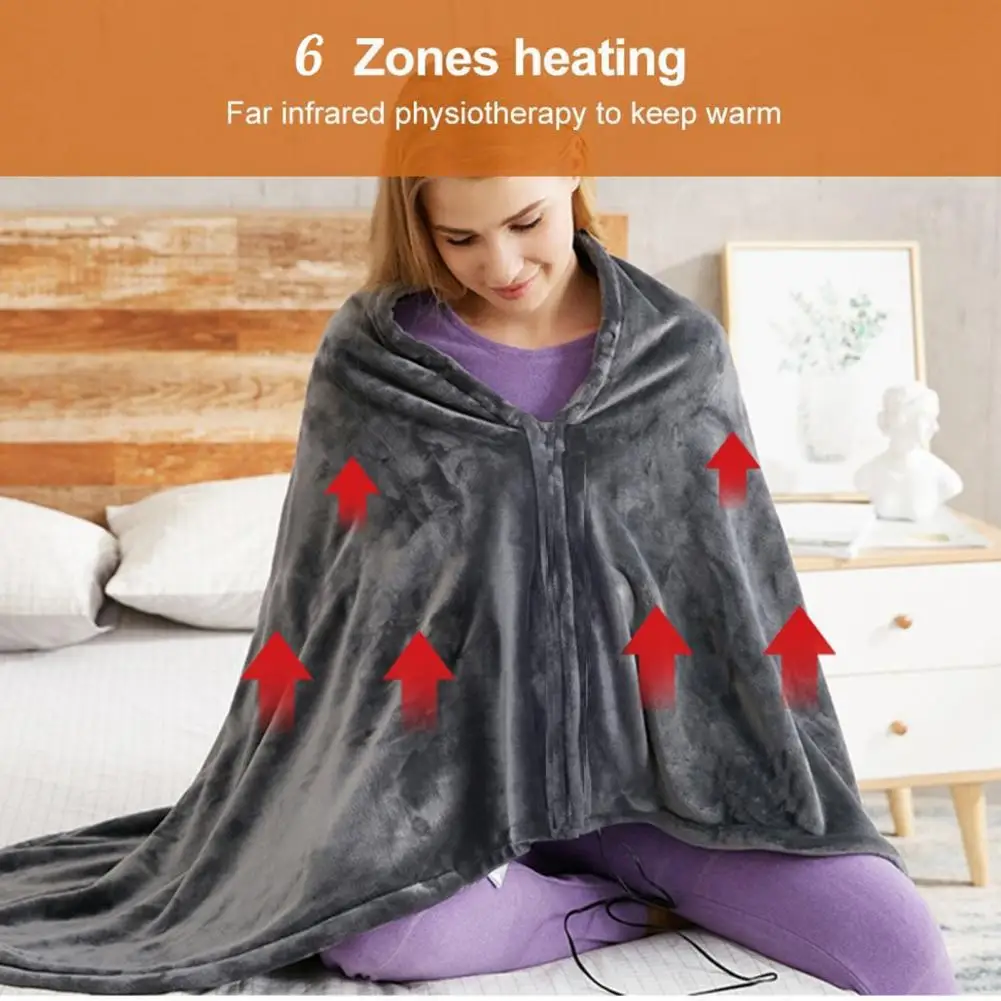 Flannel USB Heating Electric Blanket 3 Levels 6 Zones Heating Blanket Rapid Thermal One Touch Switch Washable Heating Pad