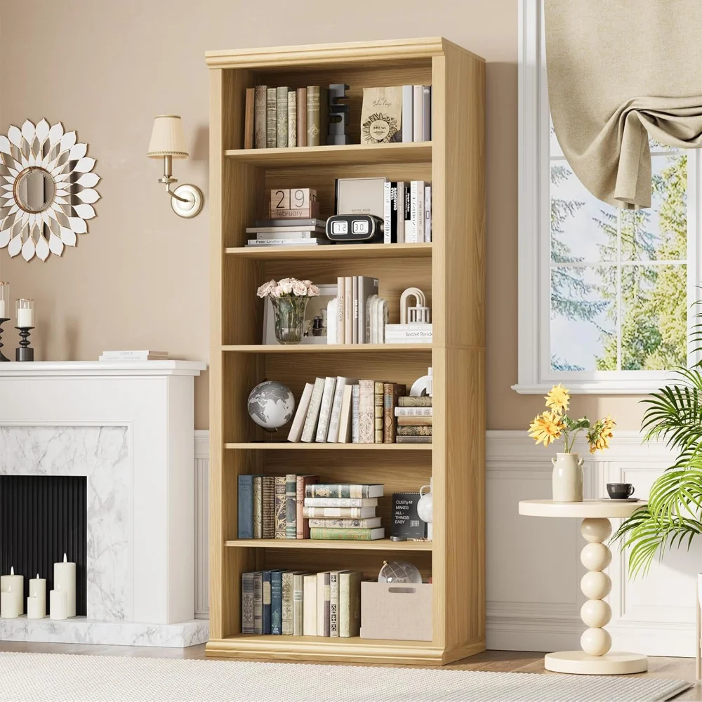 

Bookcase and Bookshelves, 28" W Tall Bookshelf with Elegant Design, 6 Tiers Spacious Book Storage, Freestanding Book Organizer
