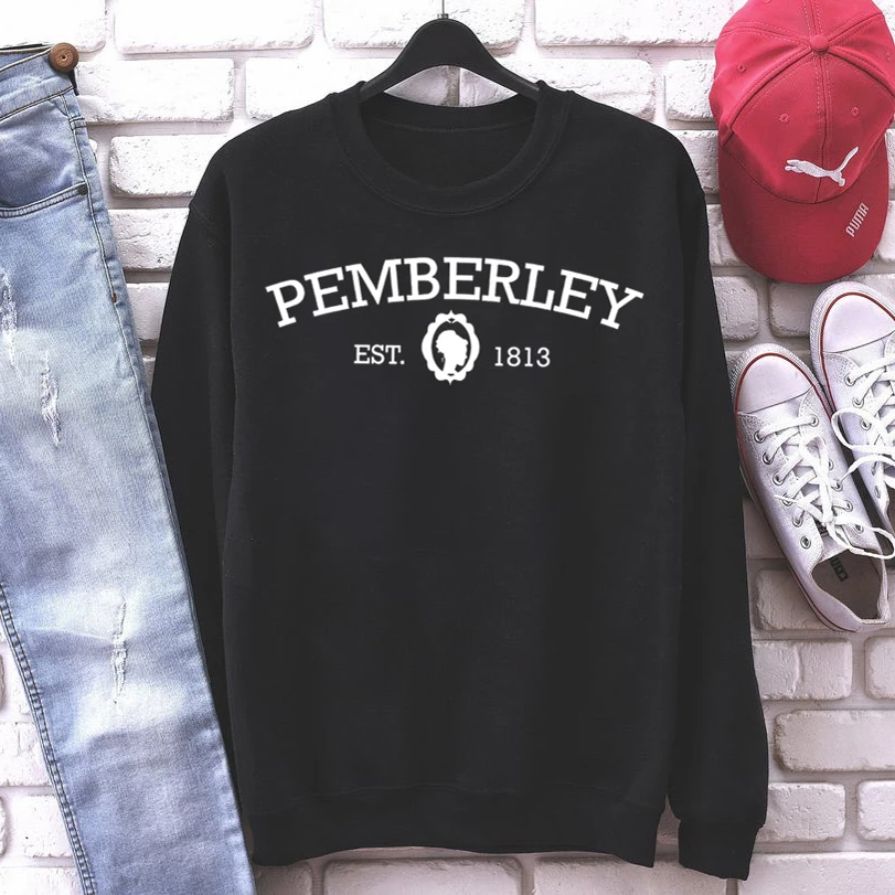 Pemberley Sweatshirt Jane Austen Hoodies Pride and Prejudice Graphic Sweatshirts Women Autumn Winter Pullovers Streetwear Tops