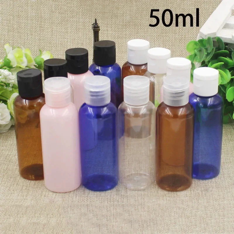 50ml Plastic Refillable Bottle Empty 50g Cosmetic Cream Lotion Travel Packaging Containers Pink Blue Brown Red 