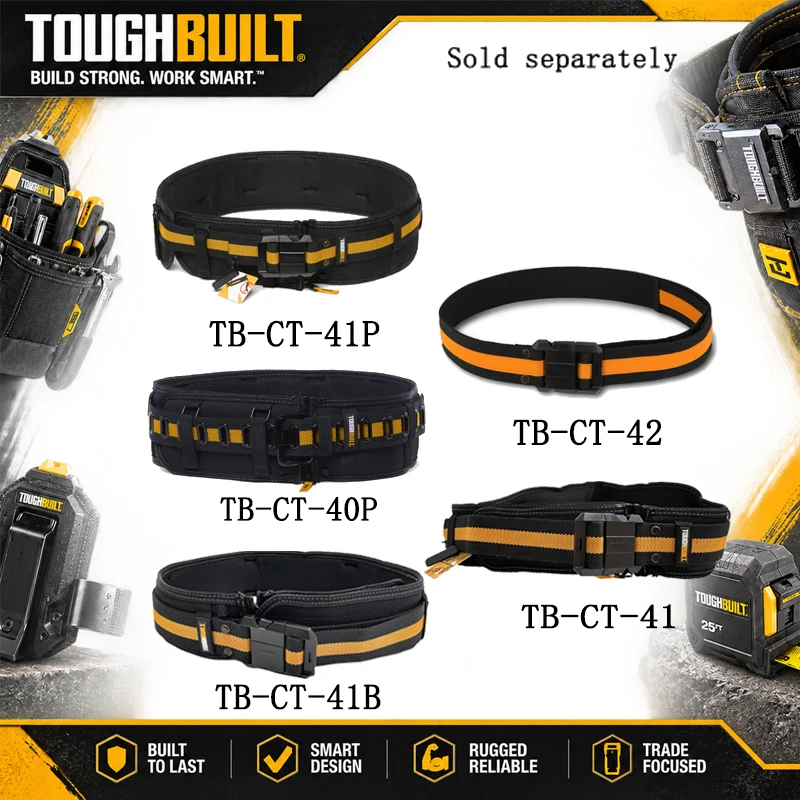 Toughbuilt Work Belt, Adjustable Size, Sturdy And Durable Tool Accessory For Construction Workers