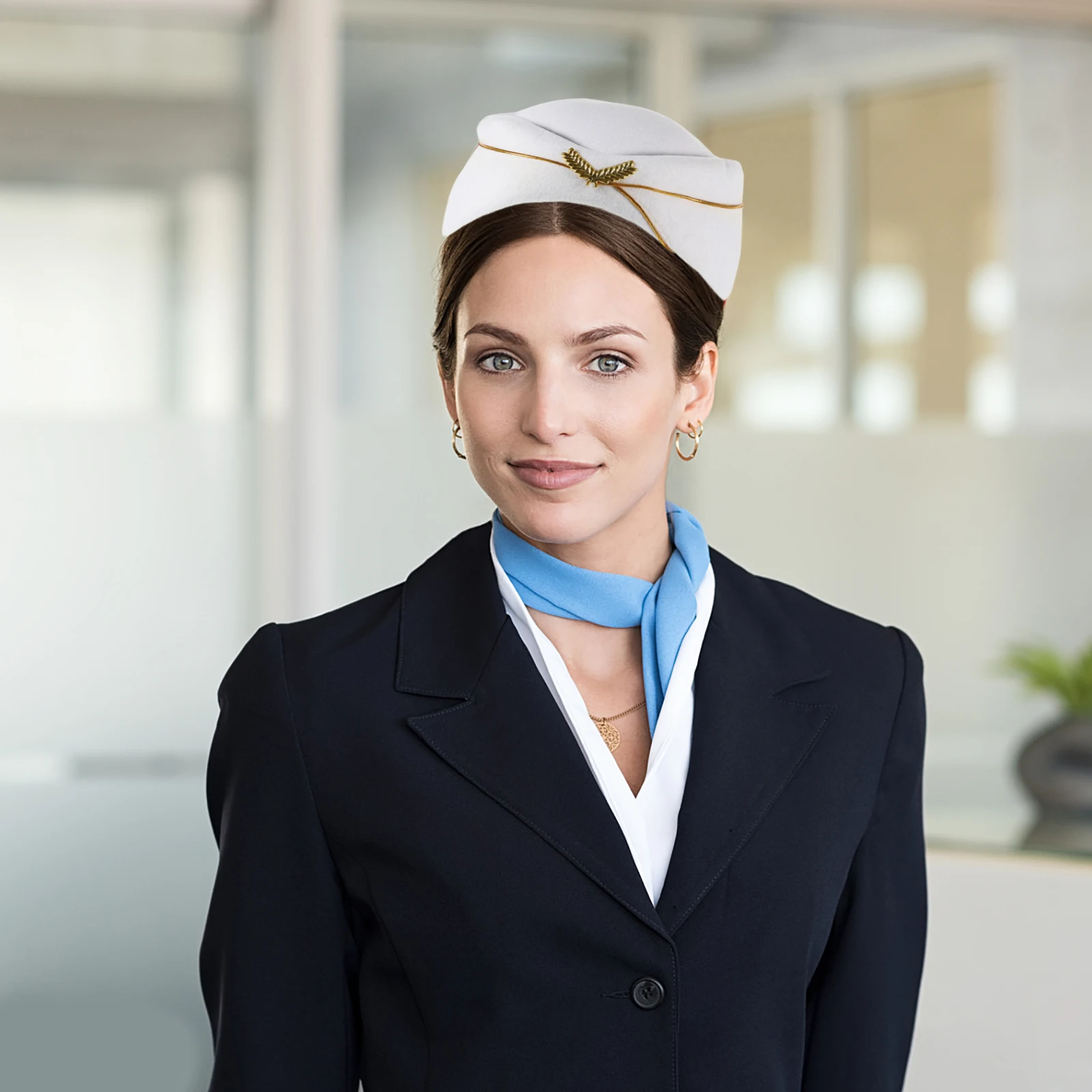 

Stewardess Hat Women Airline Flight Attendant Beige Pilot Hats Cosplay Decorative One Size Fits Most Soft Material