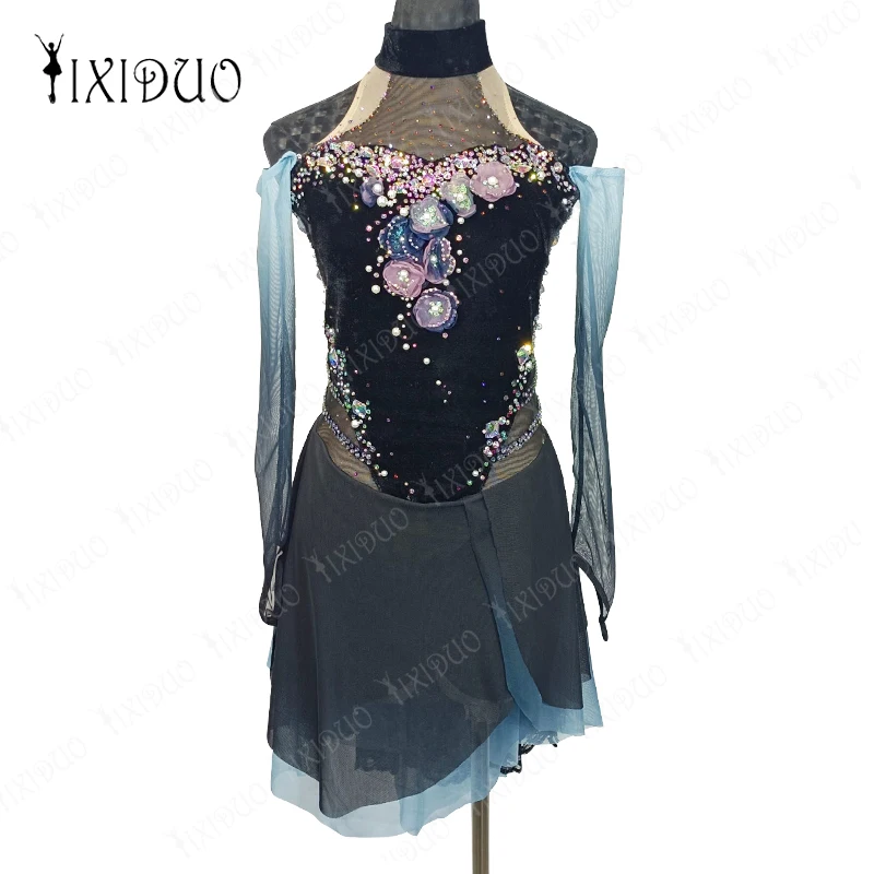 New Figure Skating Dress Woman Customize Long Sleeve Leotard Ballet Girls Clothing Dance Wear Bodysuit Women Dresses Handmade