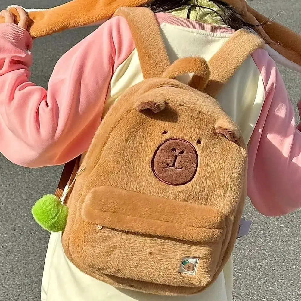 Kawaii Capybara Schulrucksack Große Kapazität Schulzubehör Schulterrucksack Plüsch Schultertasche Kinder