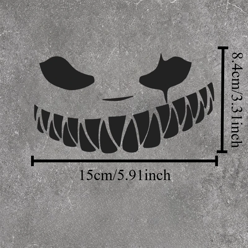Demon Smiley Face Waterproof Decal, Durable Vinyl Sticker, Universal Styling Accessory for Motorbike, Car and Electric Scooter