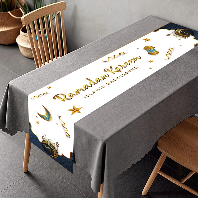 2023 Eid Mubarak Decoration Tablecloth Table Runner Banner Balloons Islamic Muslim Party Decor Ramadan Kareem Eid Al Adha Gift