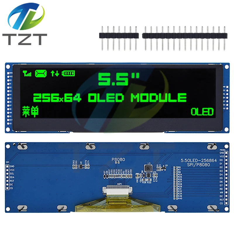 1-3pcs-55-inch-oled-lcd-display-green-color-256x64-drive-ssd1322-interface-spi-8-bit-parallel-port-for-arduino-uno-r3
