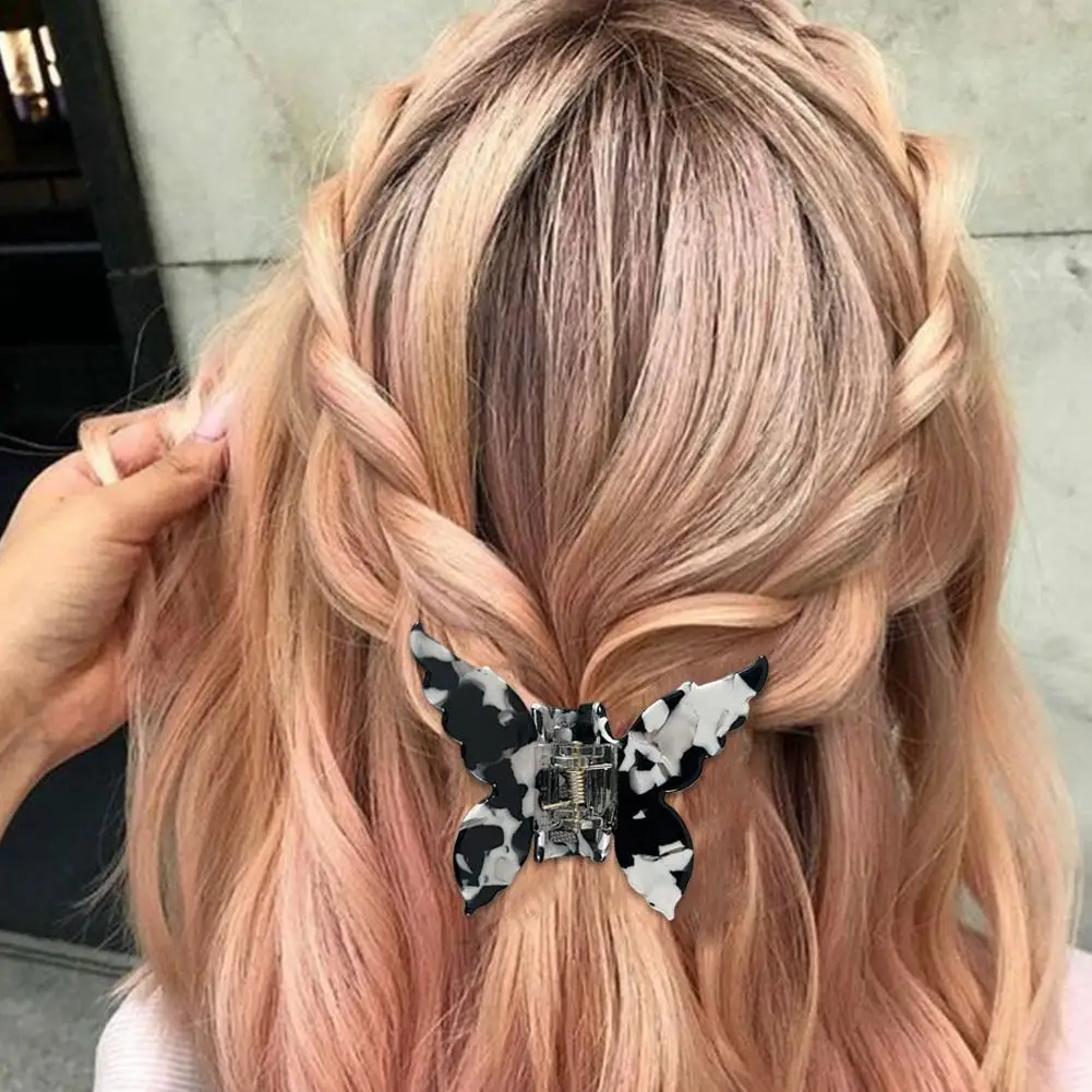 Butterfly Hair Claw Korean Style Vintage Fairy Butterfly Hairpin Clip Lightweight Gradient Tie-Dye Color Hair Catch