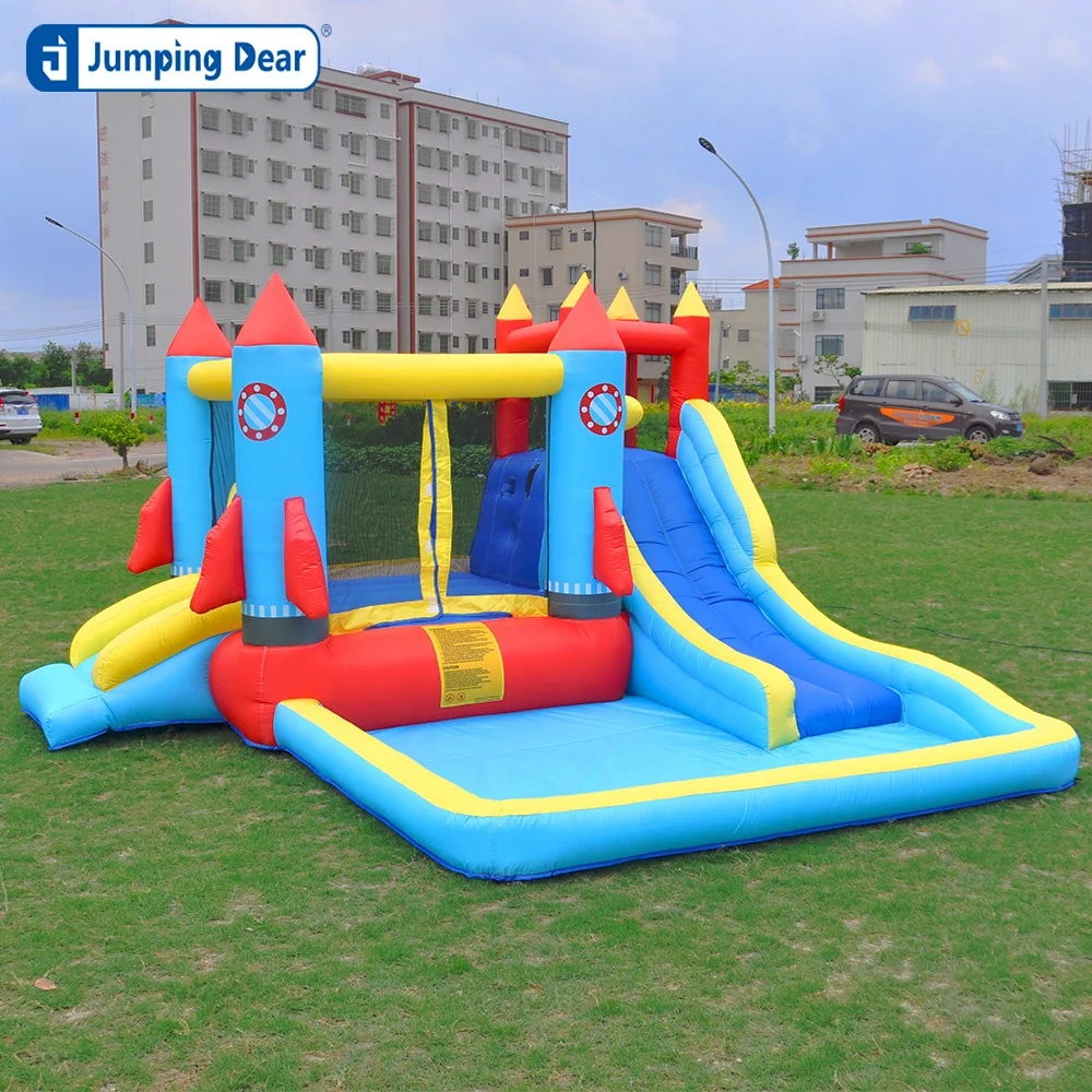 Households rocket indoor and outdoor inflatable Oxford cloth castle with slide children's small inflatable castle