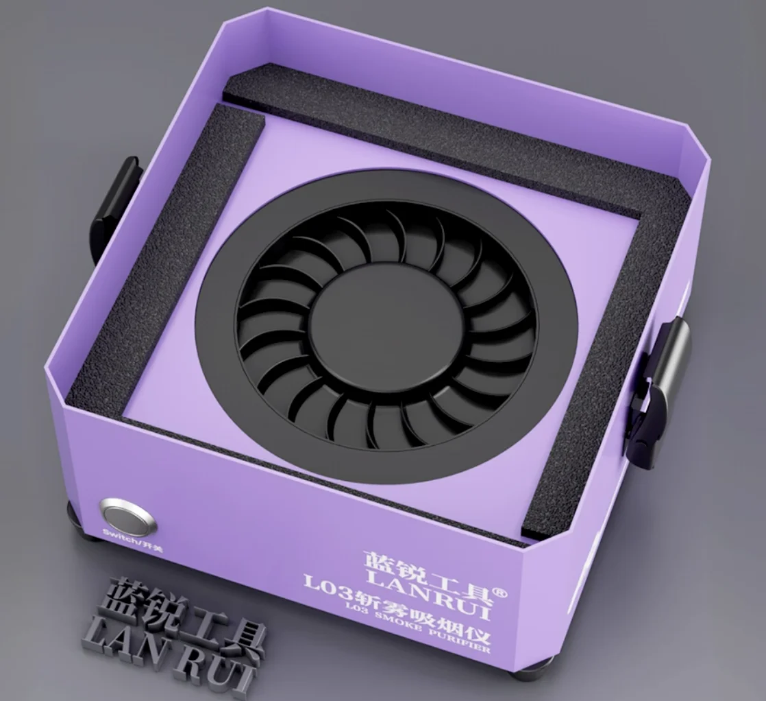 منقي هواء كربون HEPA ثلاثي المراحل مع منفاخ عالي السرعة، محرك بدون فرشاة لإزالة الدخان السريع والتشغيل المكتبي الهادئ