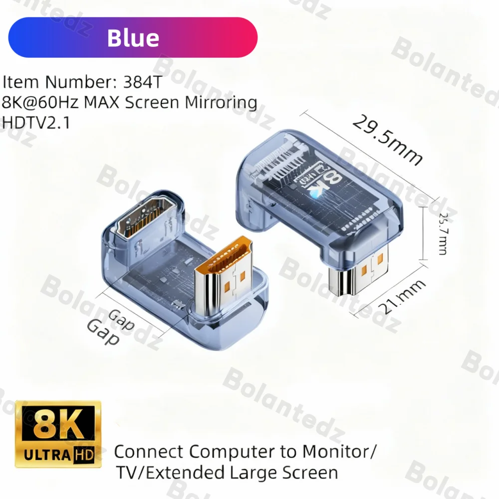 90 270 360 Degree HDMI-compatible 2.1 Adapter 8K@60Hz Male to Female Connector HDMI-compatible Extender for HDTV PS4 PS5 Laptop