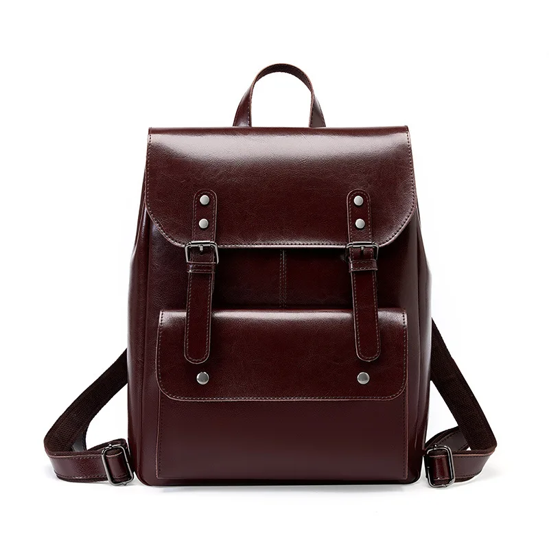 Large Capacity Light Luxury High-end Retro Unisex Backpack Genuine Leather Wear-resistant Cowhide Laptop Bag College Style