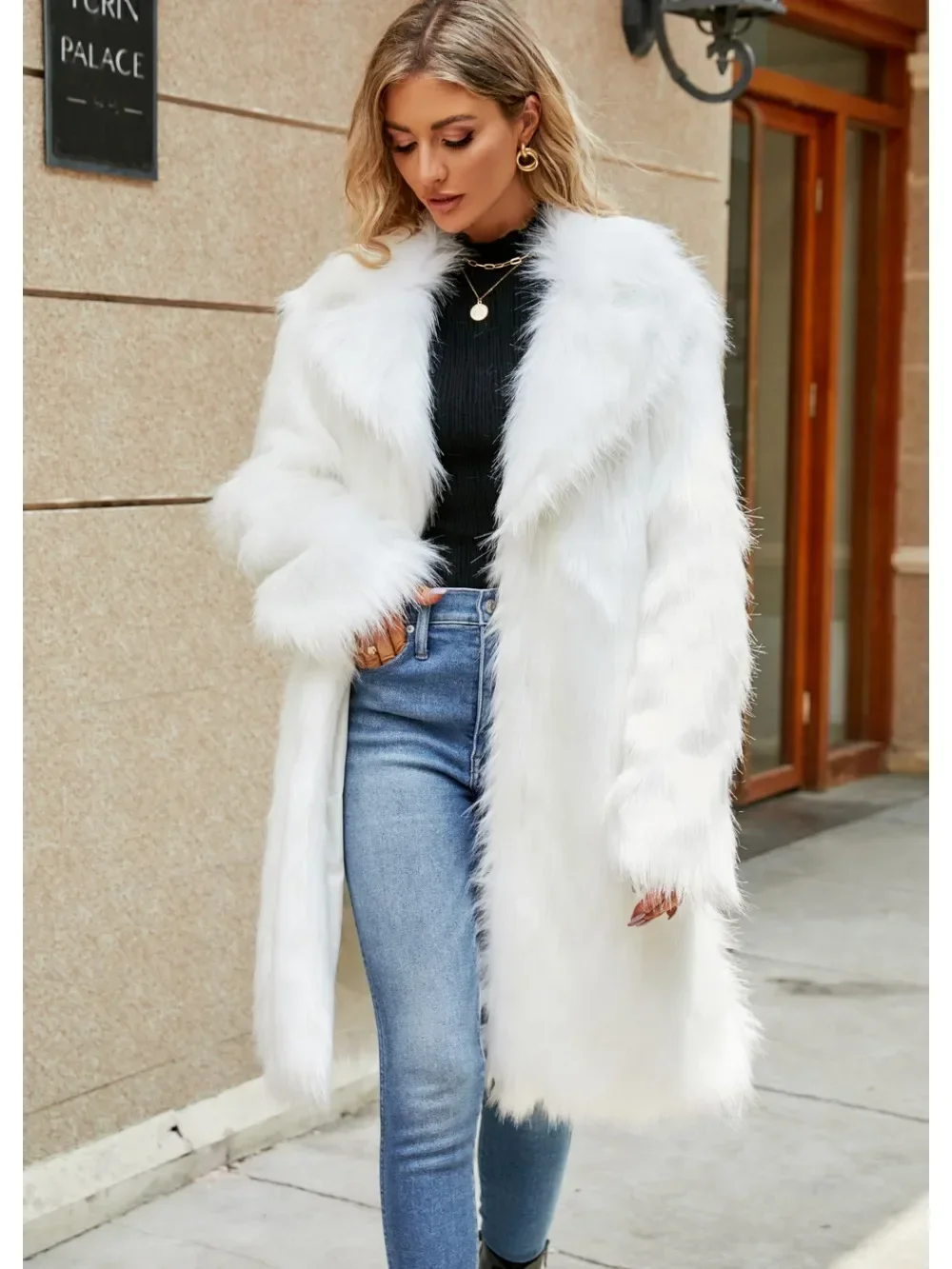 Women\'s Warm Faux Fox Fur Long Coat Winter Leisure Long Jacket Windbreaker Women Thick Fluffy Luxury Bontjas Outerwear