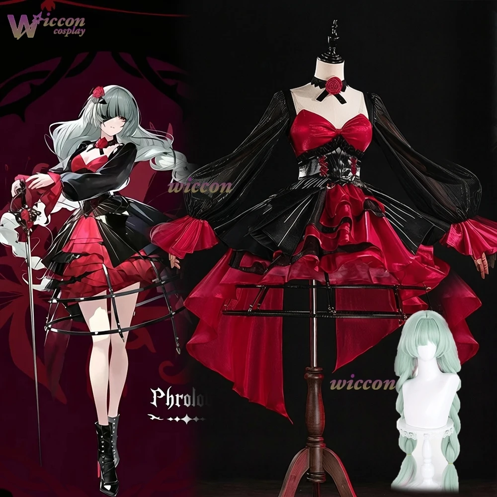 

Women Dress Game Wuthering Waves Newly Red Black Dress Phrolova Cosplay Costume Halloween Anime Game Role Play Outfit