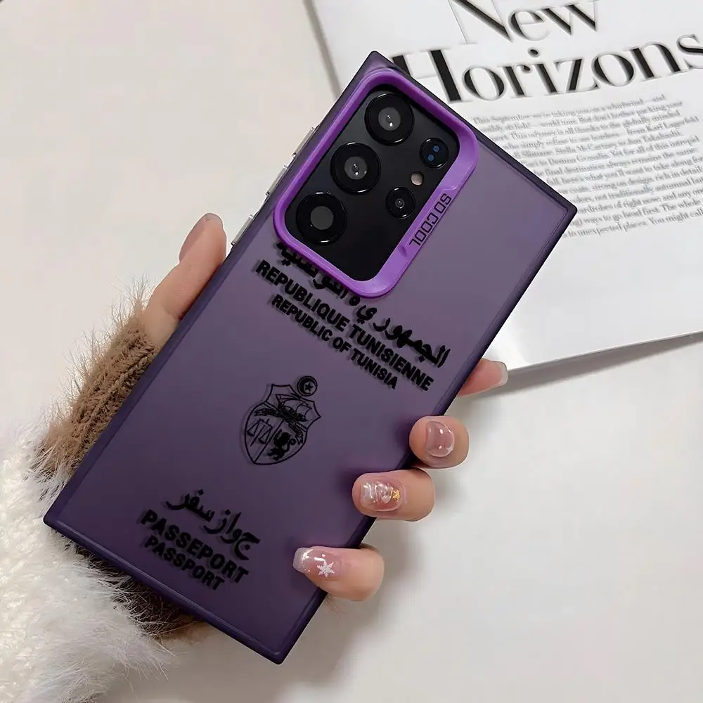 تونس جواز السفر شعار قضية الهاتف لسامسونج غالاكسي S25 حافة S24 S23 S22 S21 S20 الترا فوندا سيليكون غطاء فضي PIKPAKA