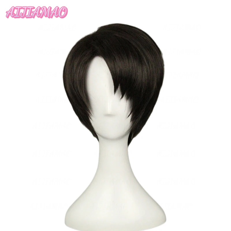 Levi Ackerman Rivaille Cosplay Wigs Short Brown Black Heat Resistant Synthetic Hair Wigs +Wig Cap