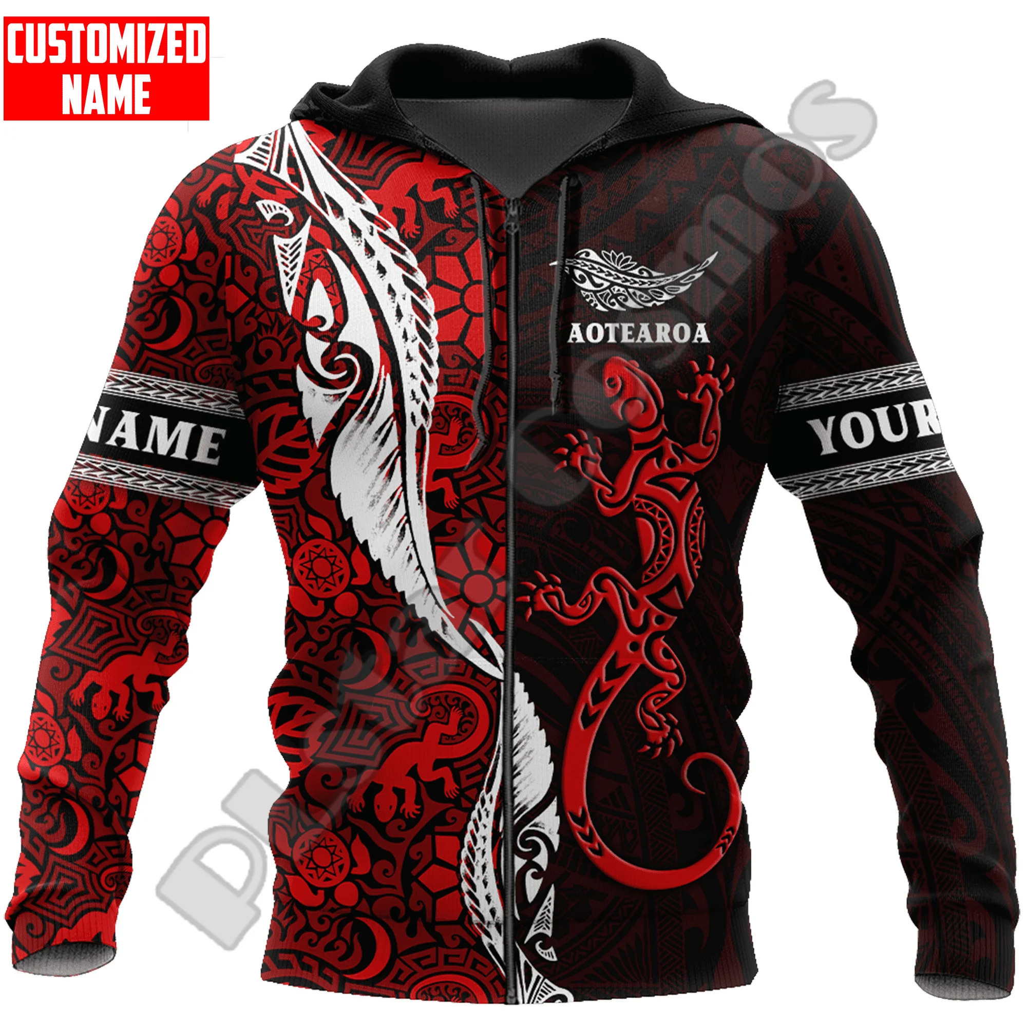 Custom Name Country Flag New Zealand Aotearoa Maori Tattoo Retro Tracksuit 3DPrint Pullover Streetwear Casual Jacket Hoodies X15