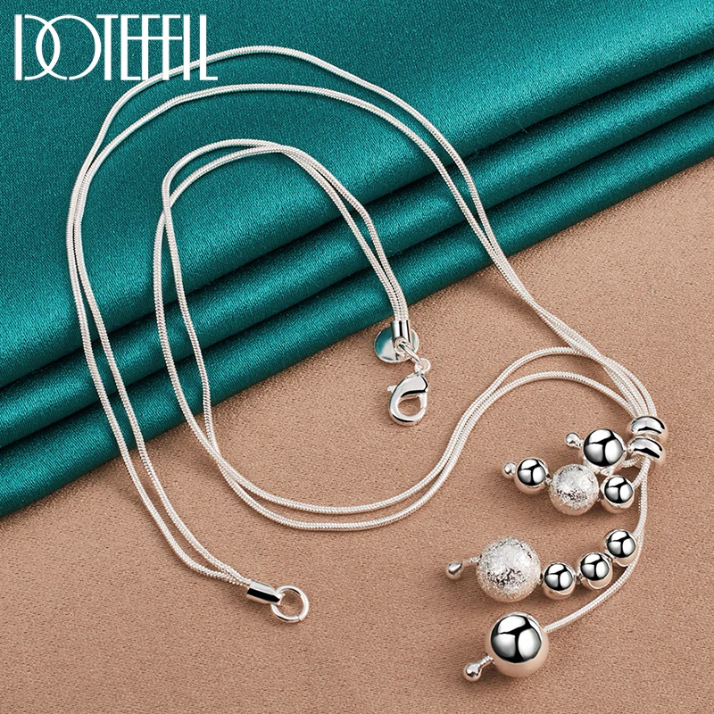 

DOTEFFIL 925 Sterling Silver Snake Chain Smooth Matte Bead Pendant Necklace For Woman Man Charm Fine Jewelry Wholesale