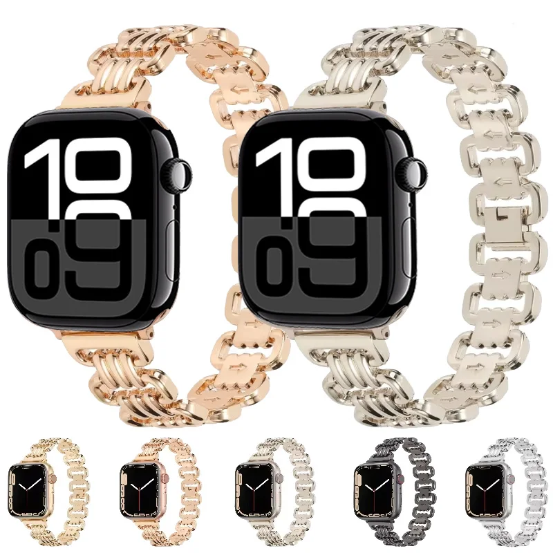 

Stainless Steel Band for Apple Watch 49mm 45/41mm 44/40mm 10 46/42mm U-shaped Metal Wrist Strap iWatch Ultra/2 10 9 8 7 6 5 4 SE