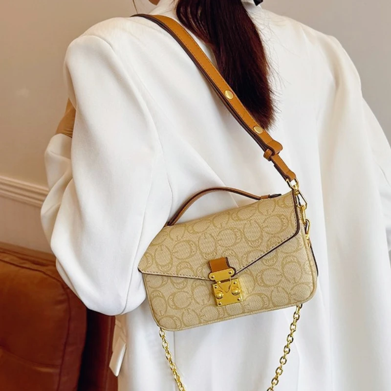 

Женская стильная сумка под мышками, сумка через плечо с принтом в стиле ретро, Maillard Influence для поездок на работу и использования в кампусе