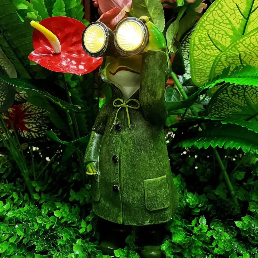 

Creative Resin Raincoat Frog Statue Ornament Solar Powered Cute Animal Sculpture Waterproof Miniatures Figurine Gift