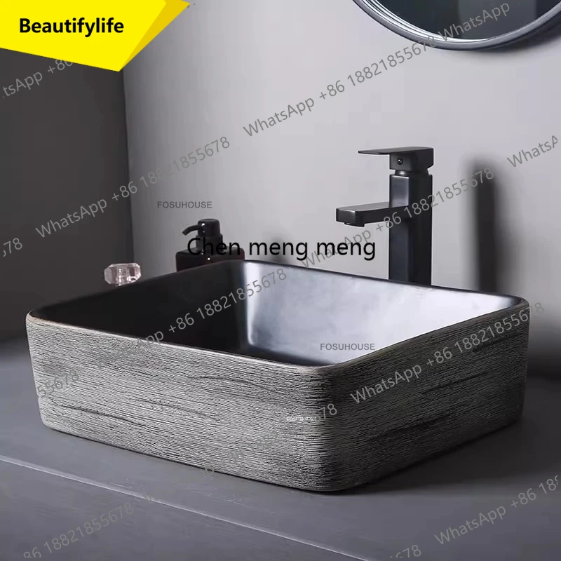 

A17 Европейские черные керамические раковины ручной работы, художественные умывальники, простые аксессуары для ванной комнаты, уличные раковины для балкона, комплект для дома и кухни