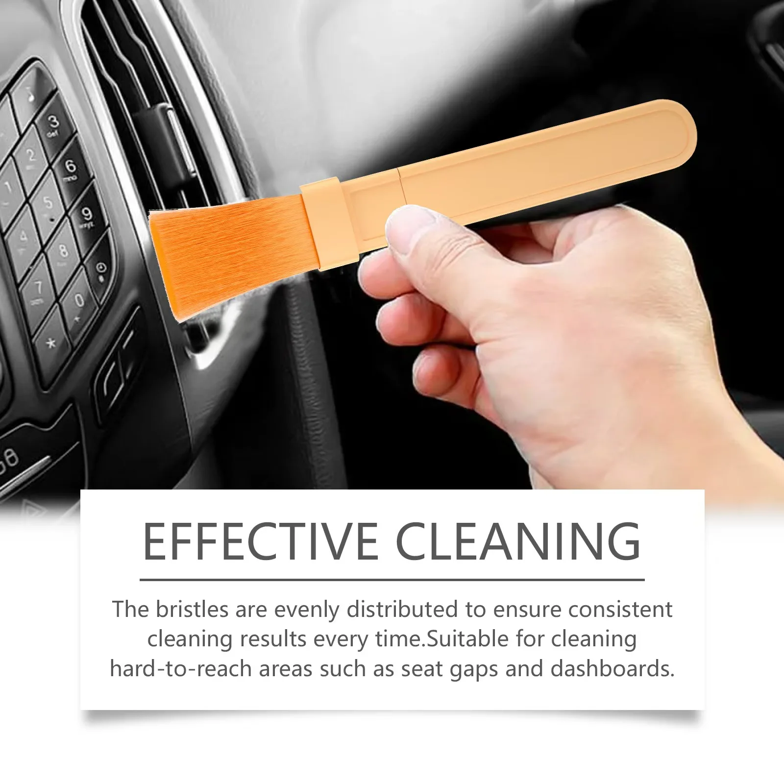 Car cleaning soft bristle brush, car air conditioning vent, center console, seat gap soft bristle cleaning brush