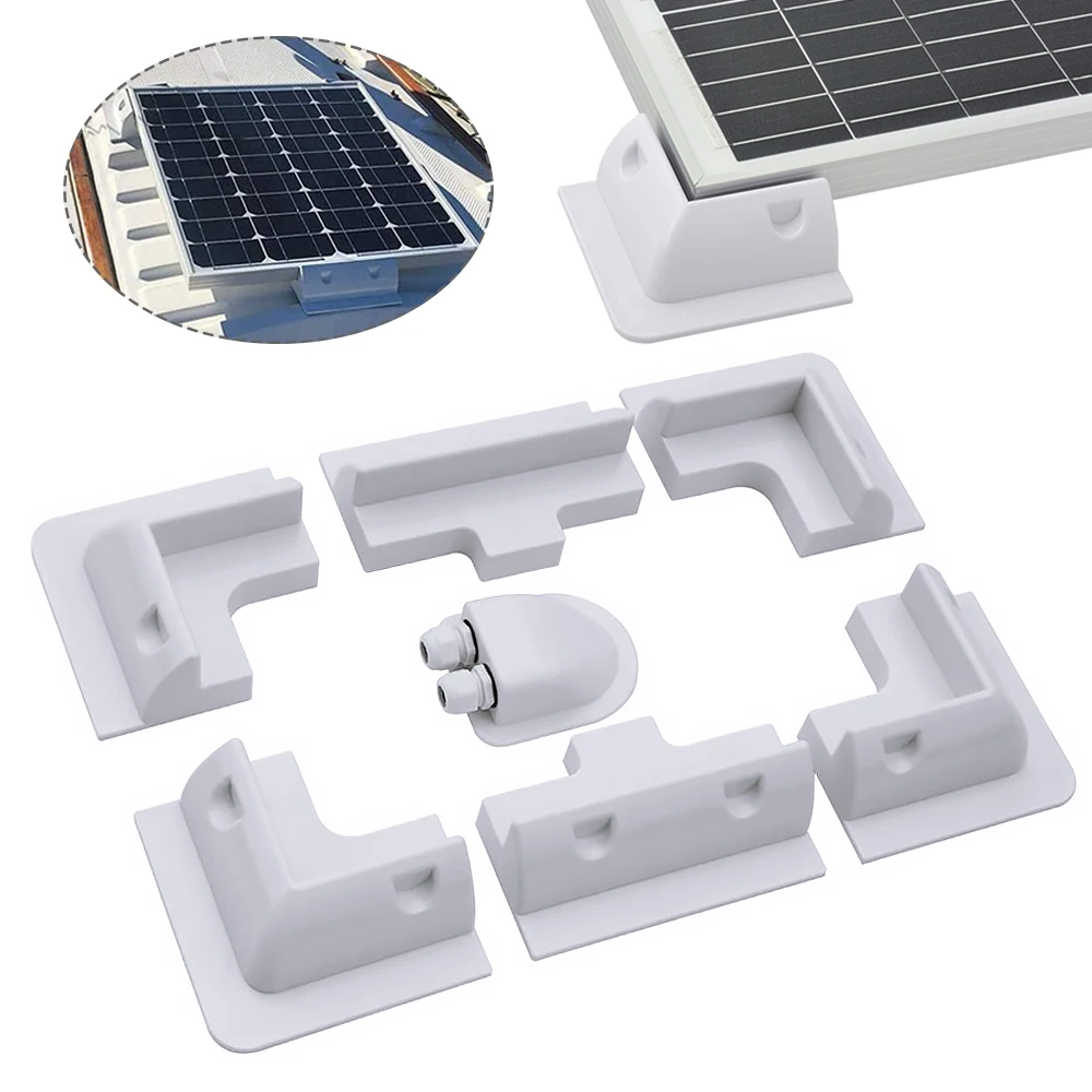 Solarpanel-Montagehalterung, Eck- und Seitenanschlussbox, bohrfrei, für Dach von Wohnmobil, Wohnwagen, Yachtdeck